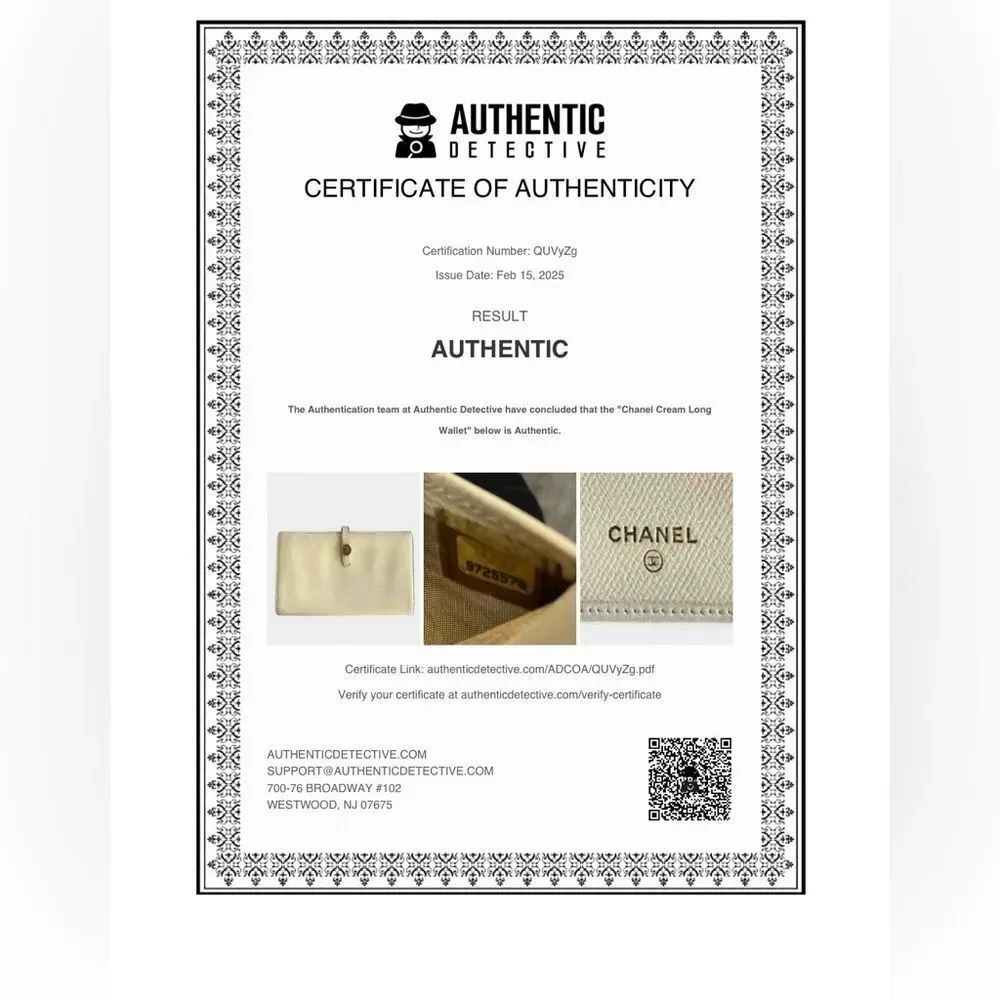 Chanel Cream Caviar Leather Long Wallet CC Logo COA Serial #9725576 - Picture 16 of 16